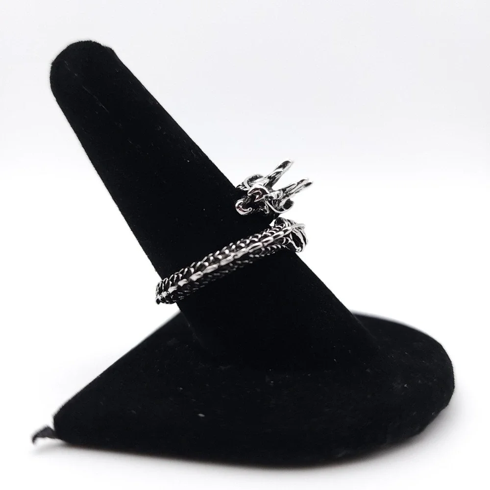 Dragon Head Ring Silver Plated Adjustable‎ Gothic Fantasy Artistic Jewelry